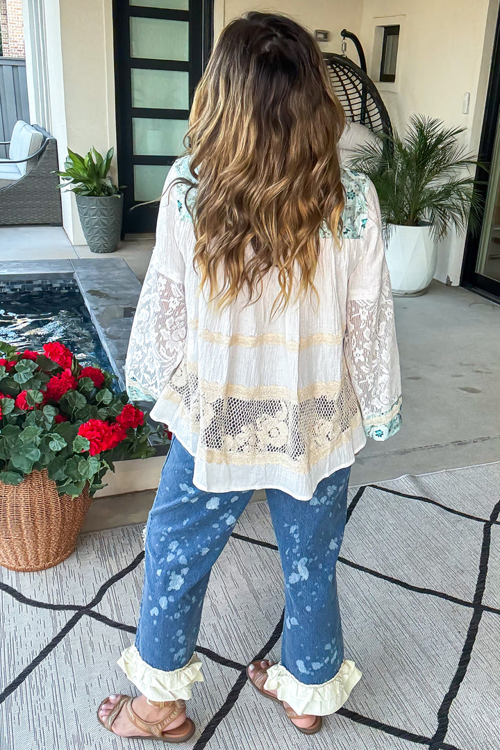 Rosewater Bloom Top - 100%Cotton - Off White