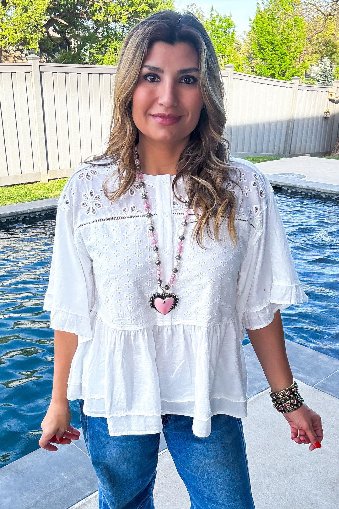 PRE ORDER: Garden Veil Eyelet Top - 100% Cotton -White