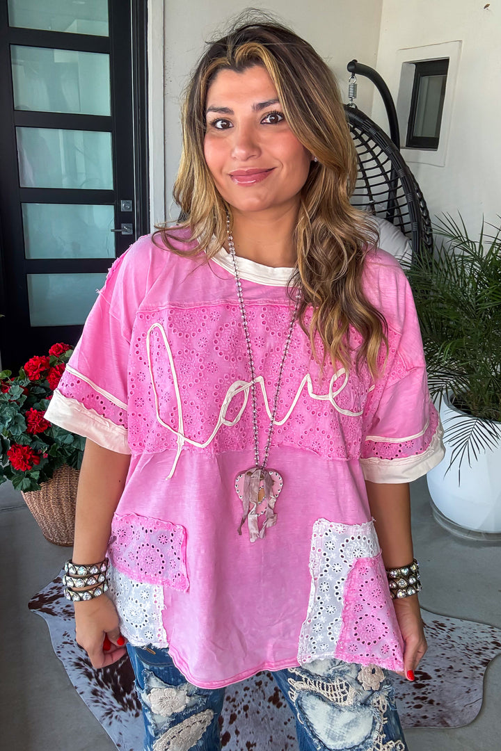 Pretty In Love Top - 100% Cotton - Pink