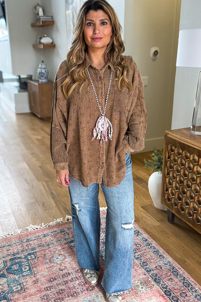 Daisy Dreams Tunic - Mocha - 100% Cotton