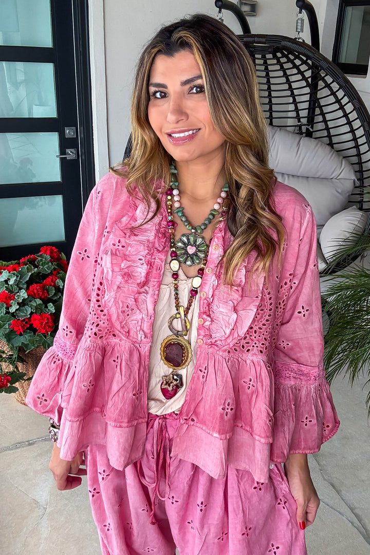 Heirloom Eyelet Top - Petal Pink - House of Jaded Gypsy Exclusive