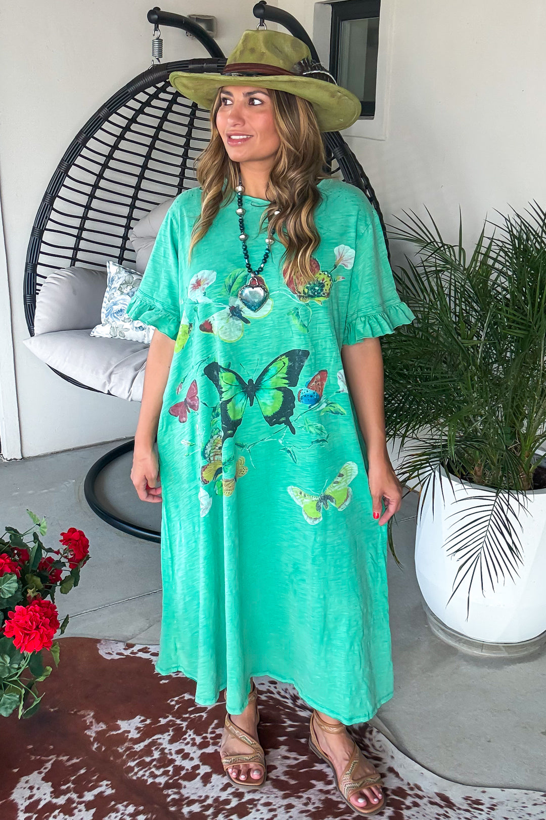 Attracting Nature Maxi Dress - 100% Cotton - Green
