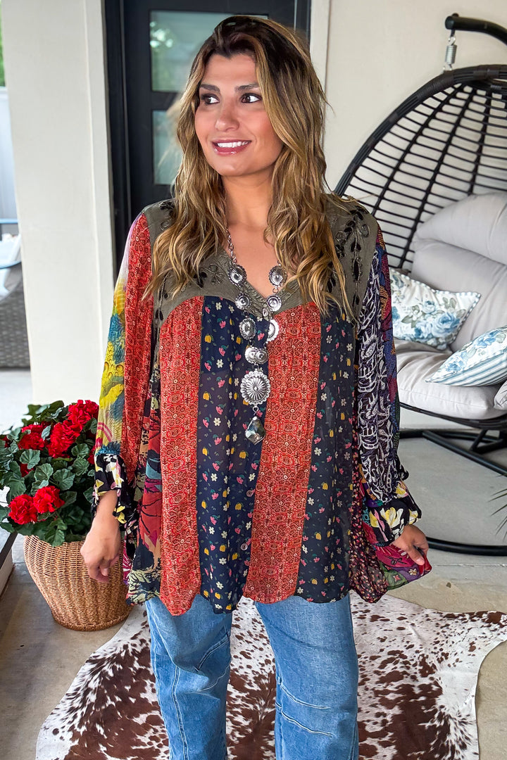 Along The Way Blouse - Gravel - SALE