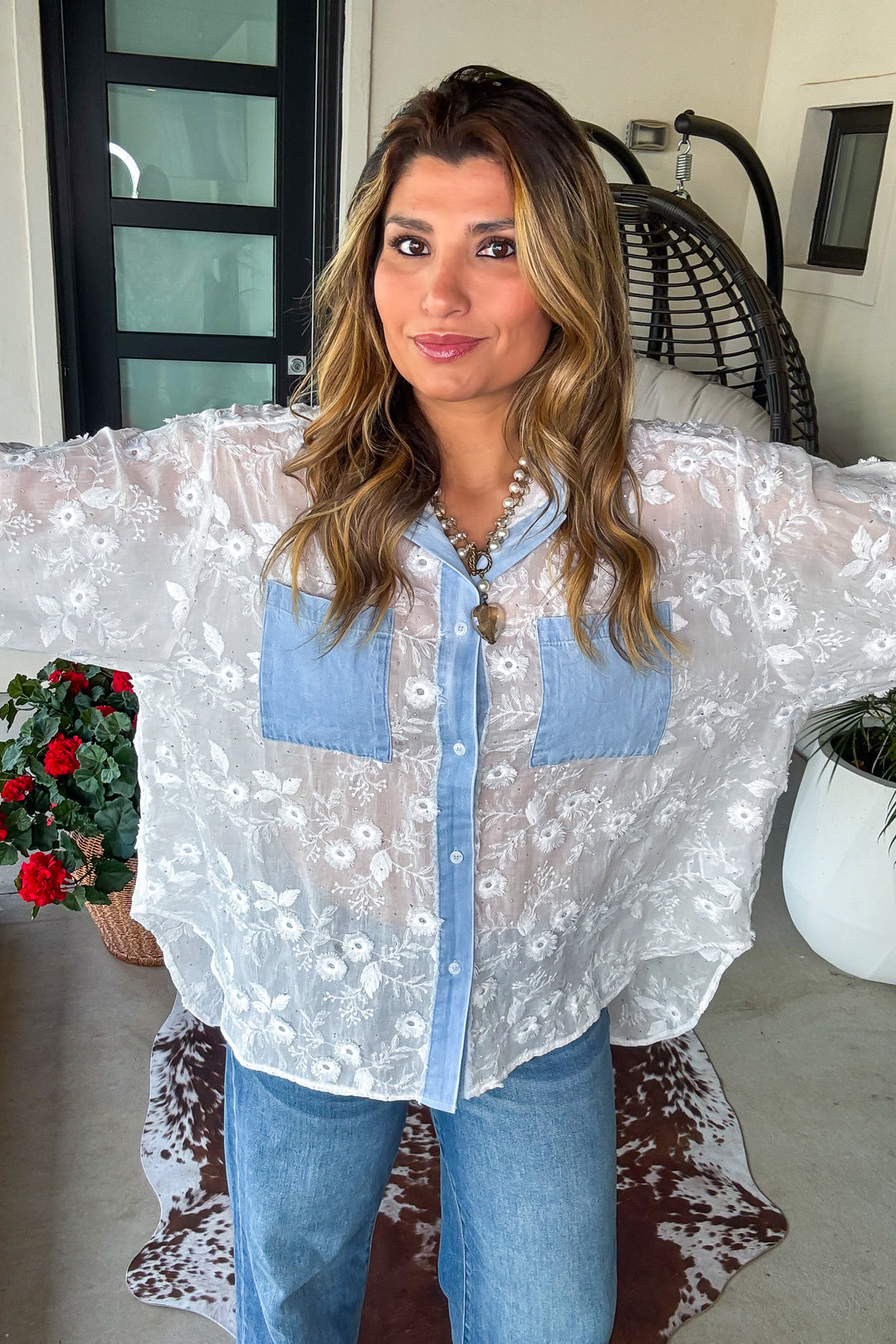 PRE ORDER: Diamond Dust Rhinestone Button Up Top - White - Made in Italy