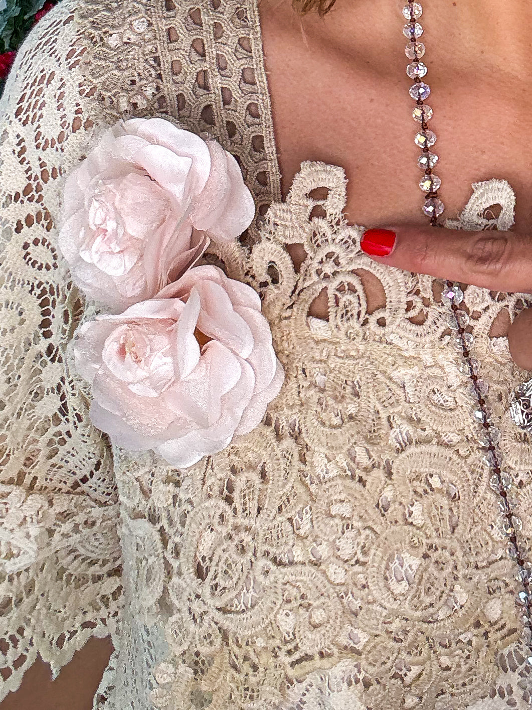Rosy Lace Reverie Dress - 100% Cotton - Ivory