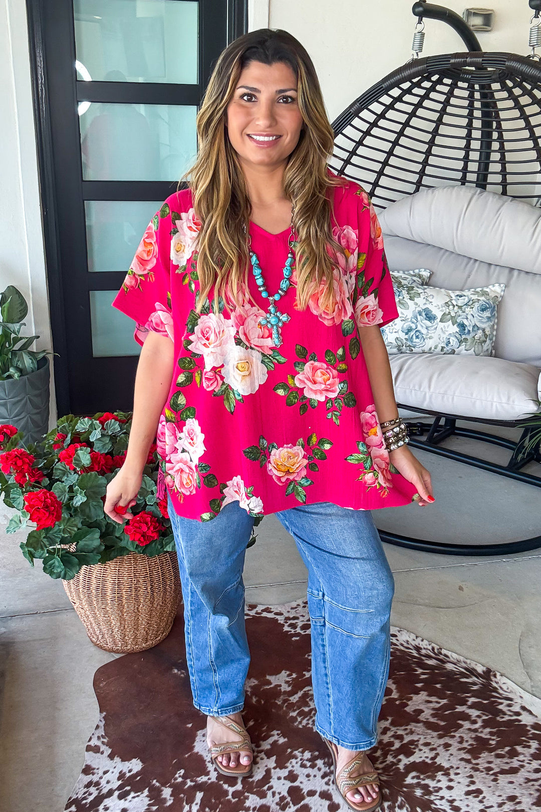 Wild Blossom Oversized Tiger Top - 100% Cotton