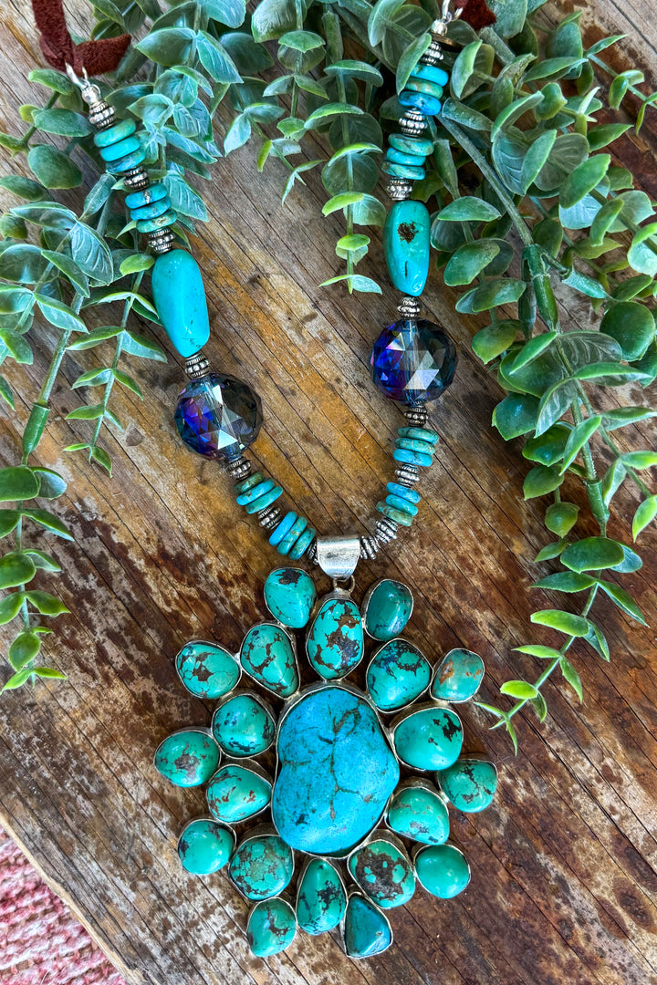 One of a Kind Kingman Turquoise Necklace Silver Plated