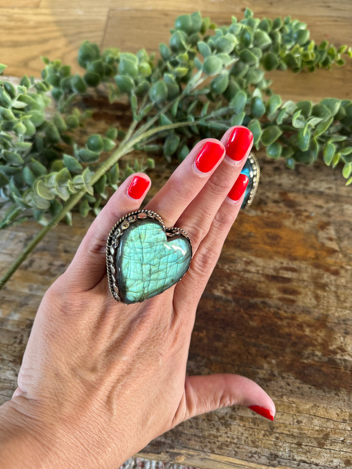 Way to My Heart Ring -  Labradorite - Adjustable Ring