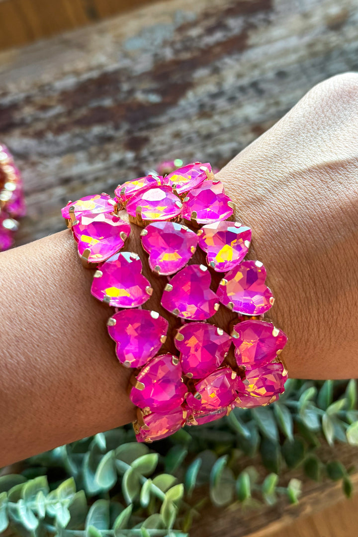 Pink Heart Stretch Bracelet (EACH SOLD SEPARATELY)