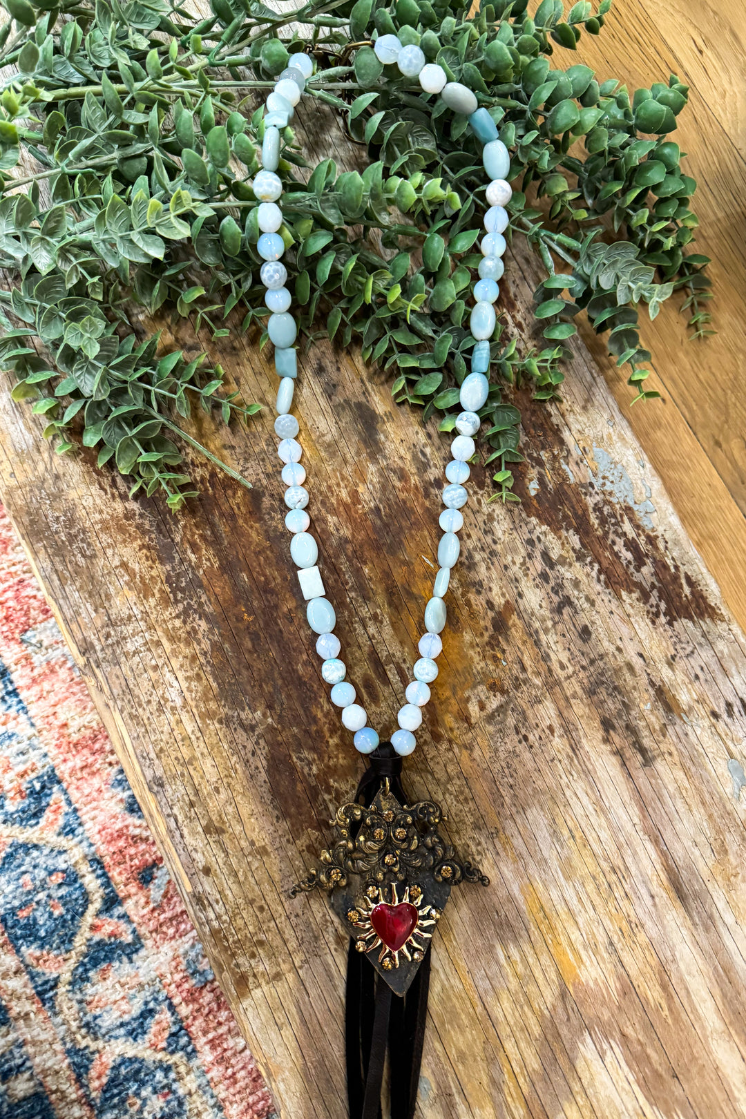 Long Beaded Jaded Gypsy Necklace - Handmade