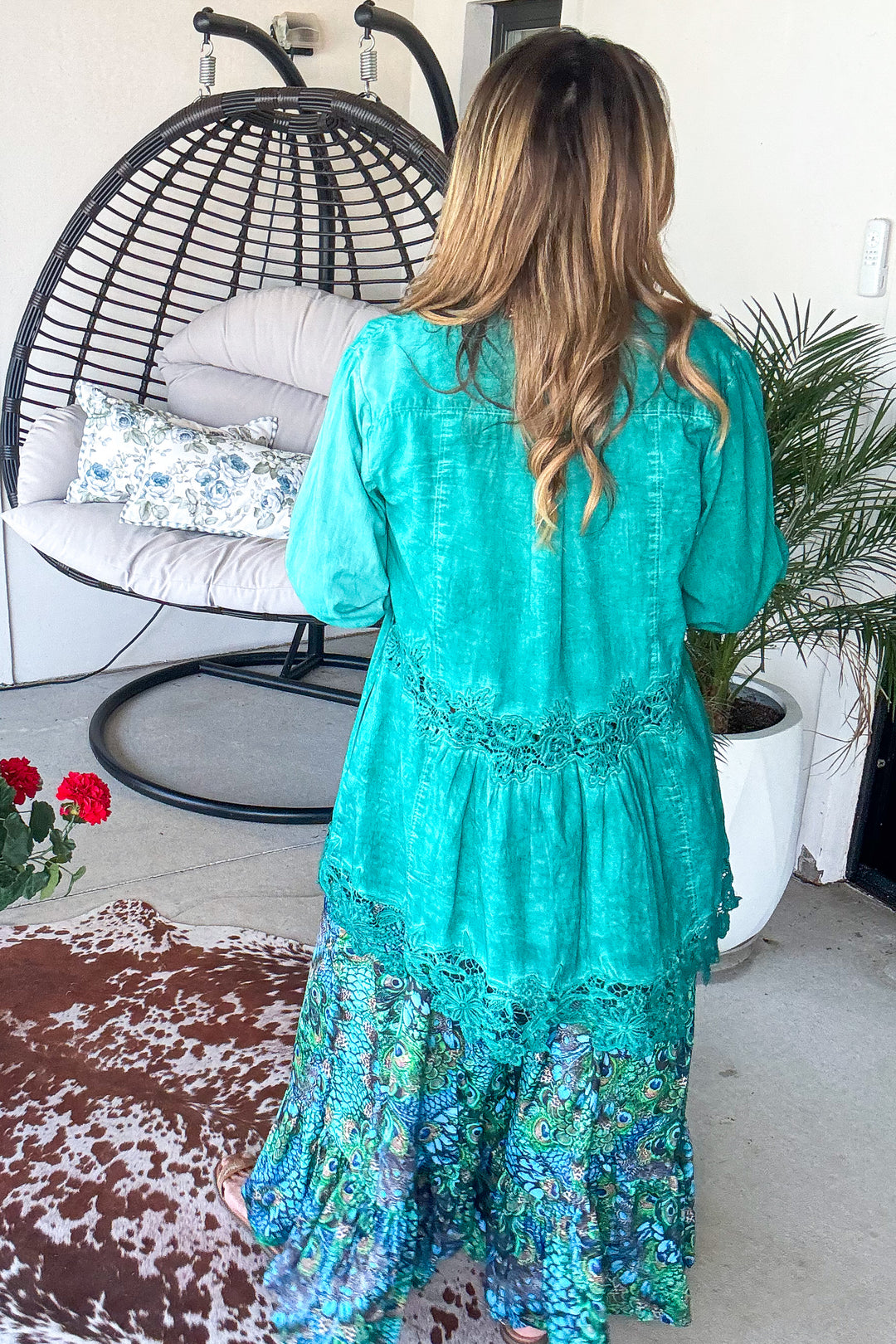 Cowgirl Canyon Jacket - Teal - 100% Cotton