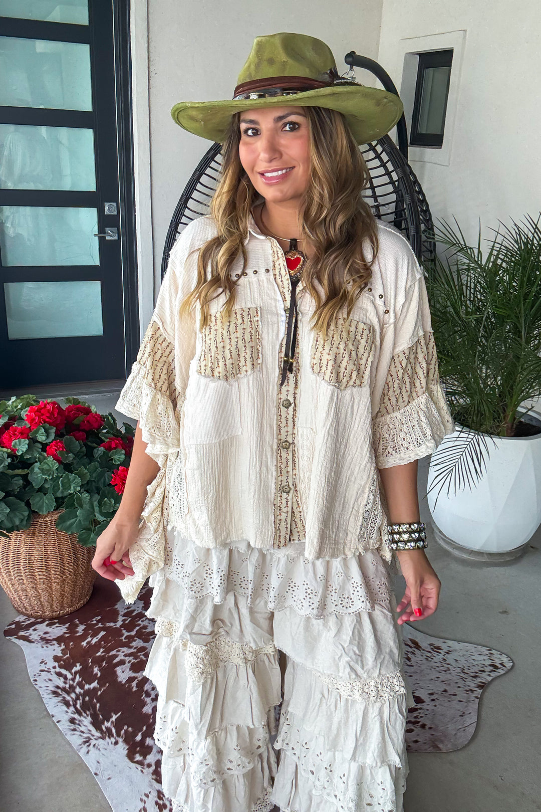Lace And Leisure Top - 100% Cotton - Natural