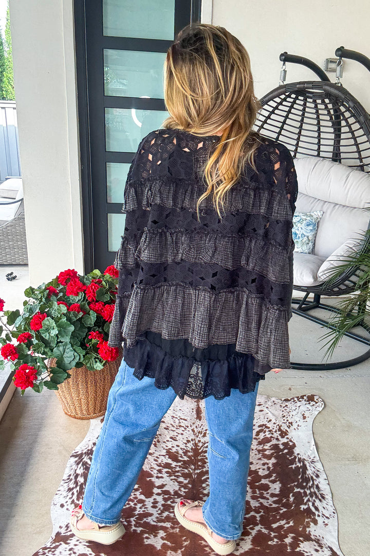 PRE ORDER: Gypsy Breeze Sheer Oversized Top - Black