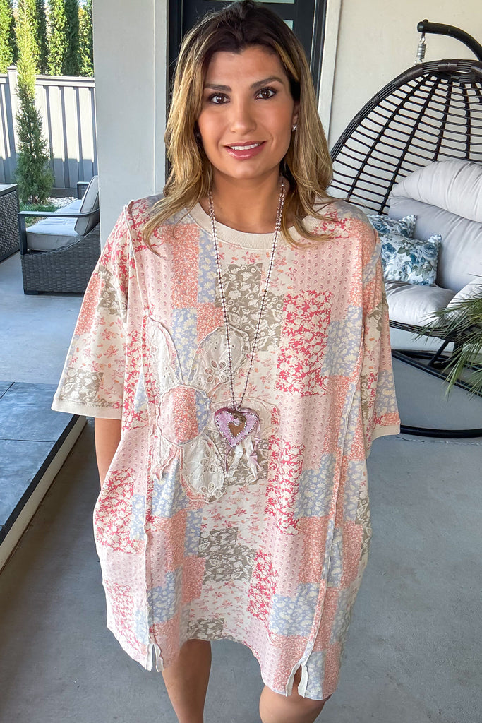 Pastel Reverie Oversized Dress - 100% Cotton - Natural