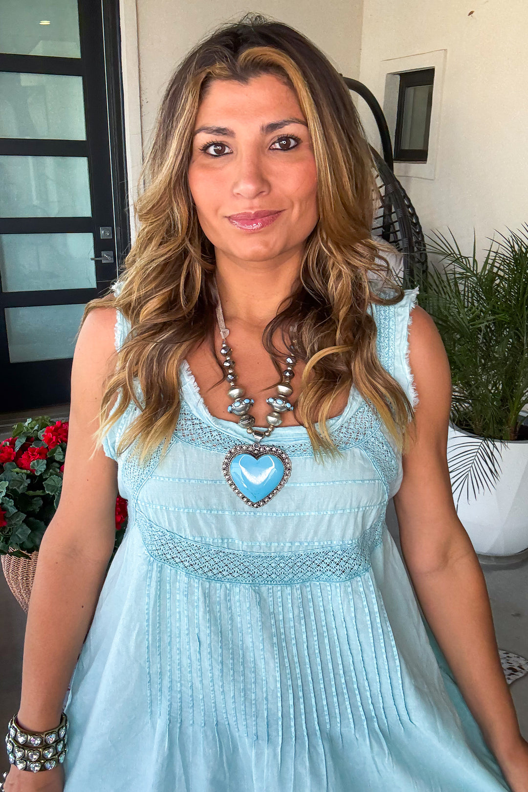 Tied With Grace Tunic - 100% Cotton - Blue