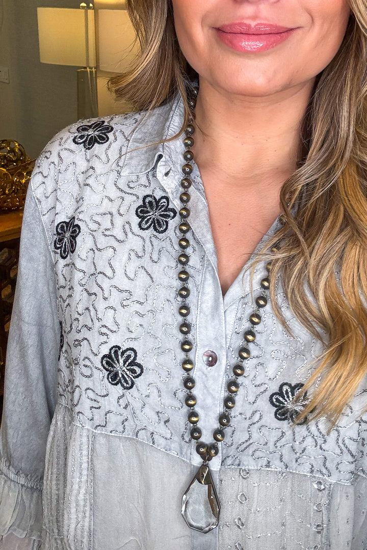 Gathering Sweetness Blouse - Gray