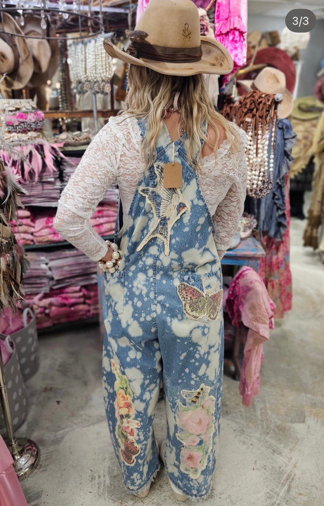 Darling Patchwork Denim Overalls - 100%COTTON