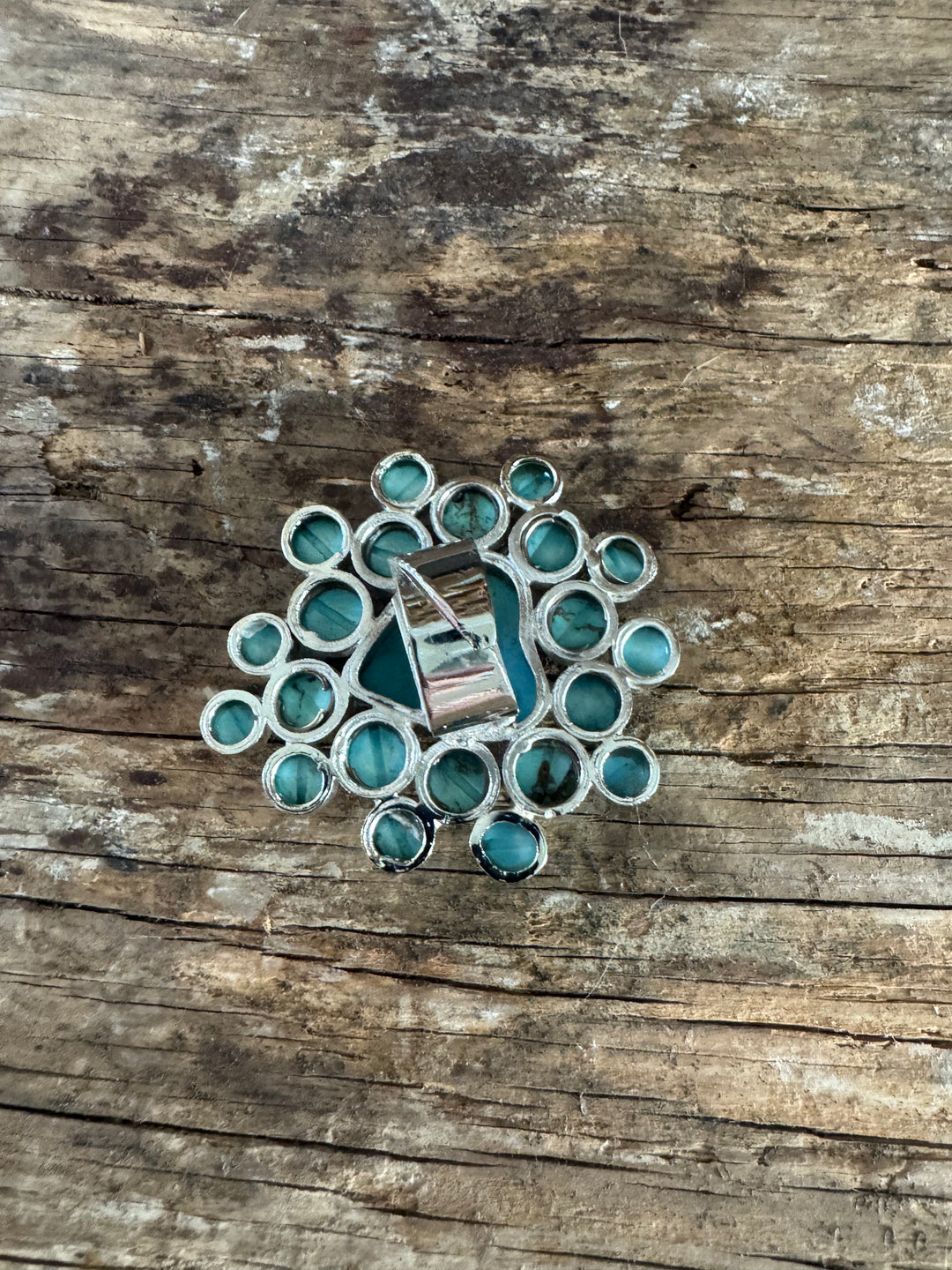 Queen Heart Statement Ring - Silver Plated - Turquoise
