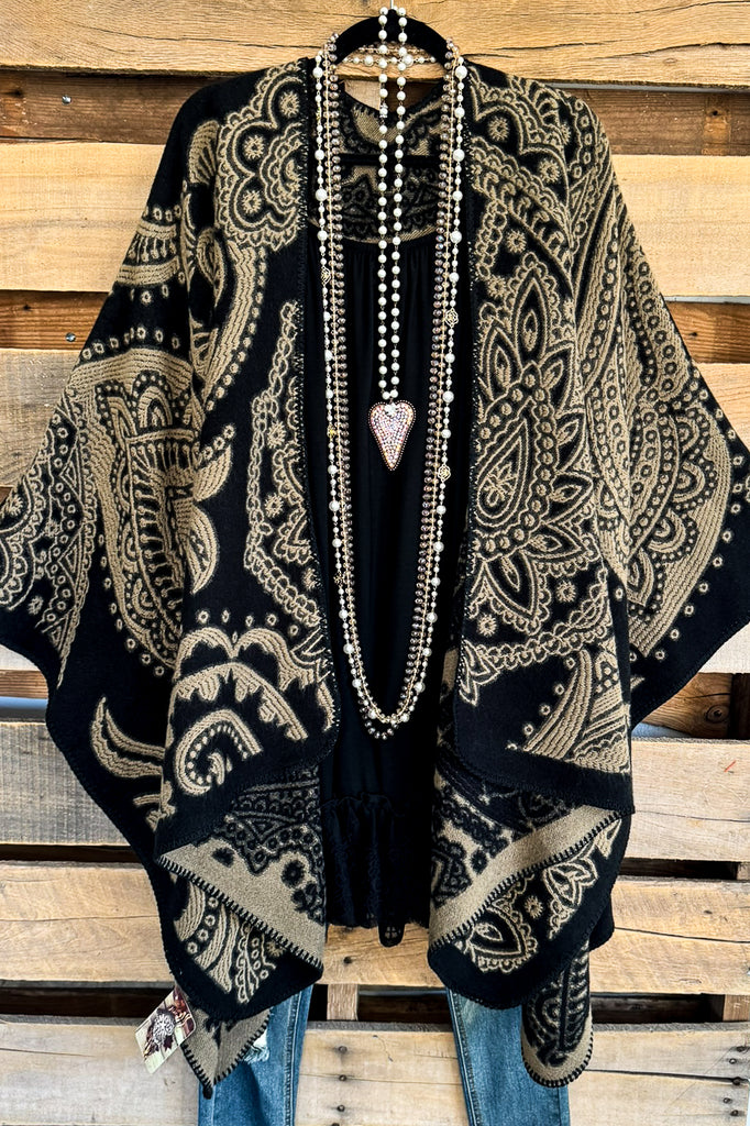 Lasting Love Poncho - Black/Tan