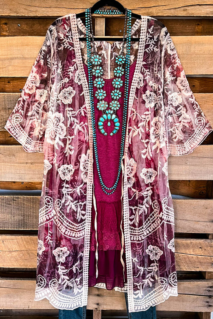 AHB EXCLUSIVE: More Than Just a Friend Lace Kimono - Plum