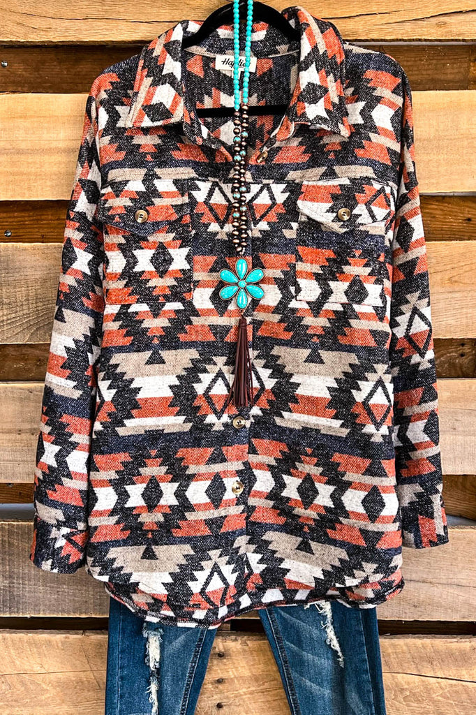 Wyoming Skies Shacket - Black/Rust - SALE