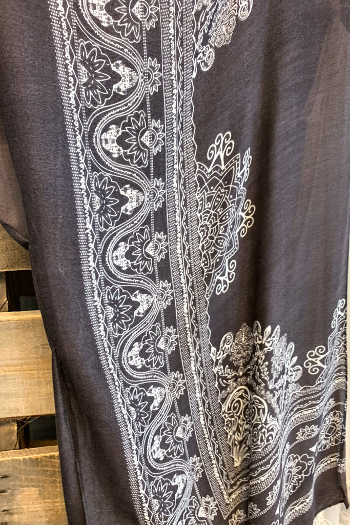 Mandala Print Oversided Kimono - Charcoal