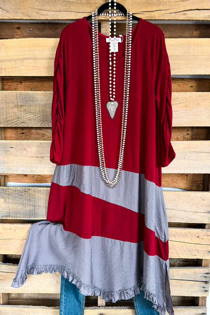 Just A Little Longer Maxi Dress - Crimson
