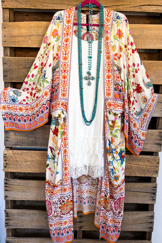 Boho Vibes Oversized Kimono - Coral