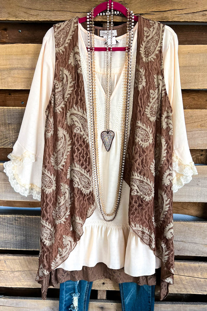 Paisley Cascade Vest - Mocha