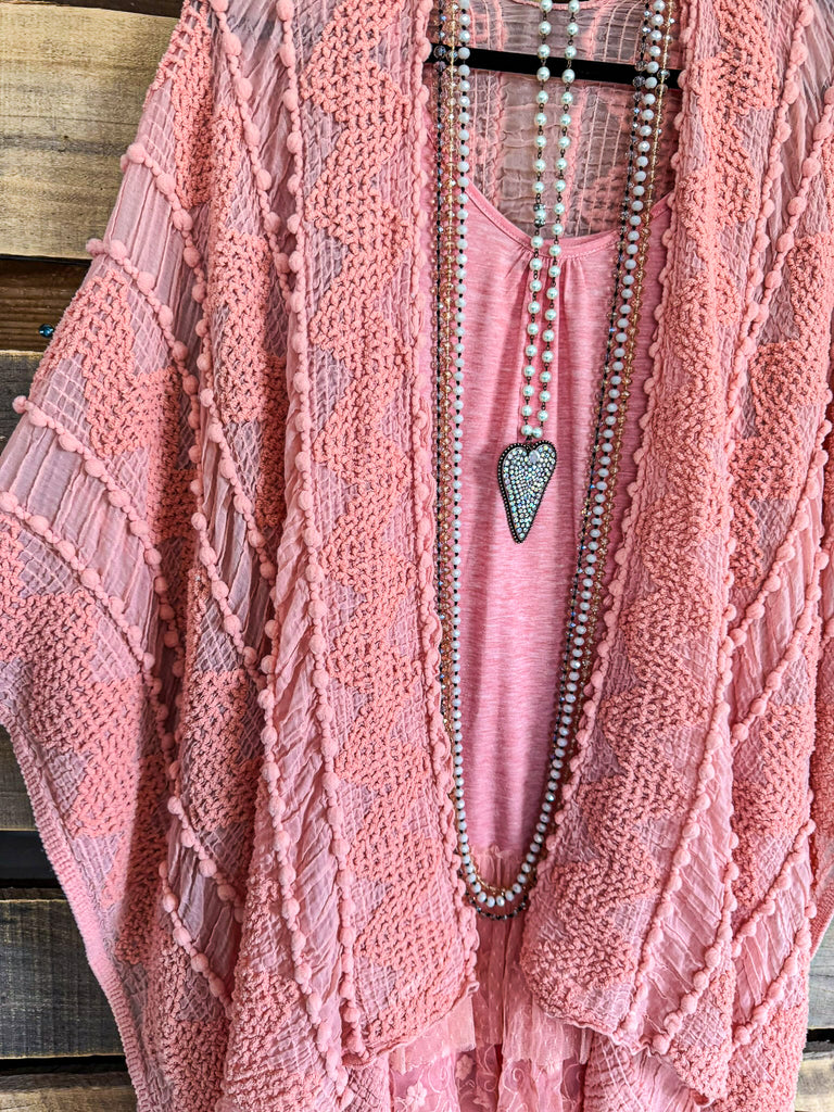 Boho Vibes Oversized Kimono - Coral