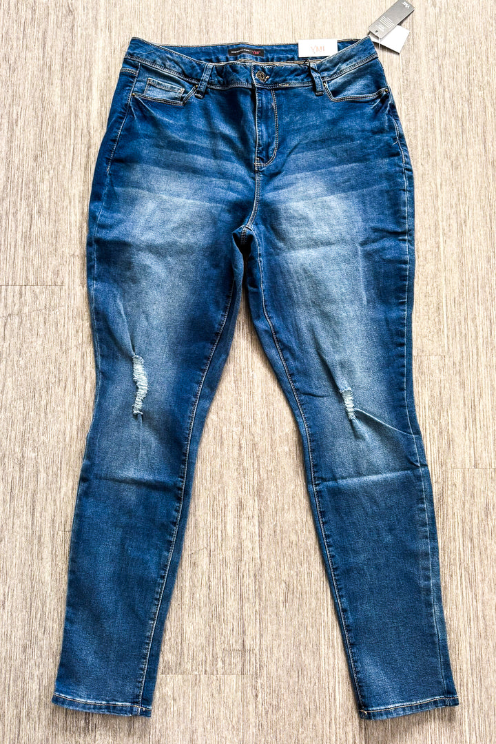 Skinny Ripped High Rise Jeans - Medium Wash