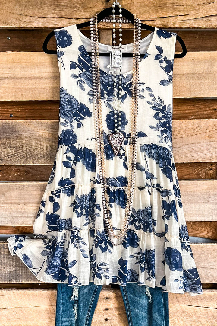 Painted Rose Tunic - Beige - SALE