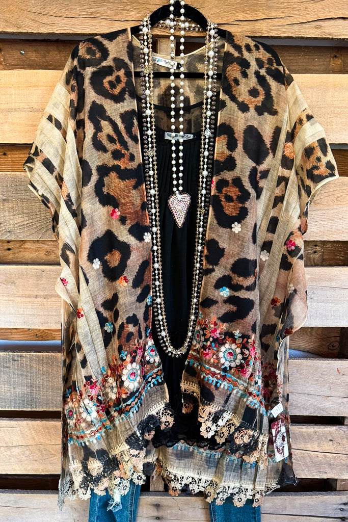 AHB EXCLUSIVE: All the Goodness in the World Kimono - Taupe/Leopard