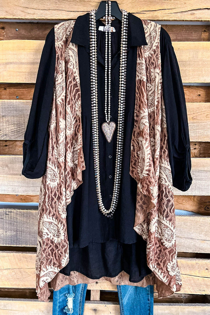 Paisley Cascade Vest - Mocha