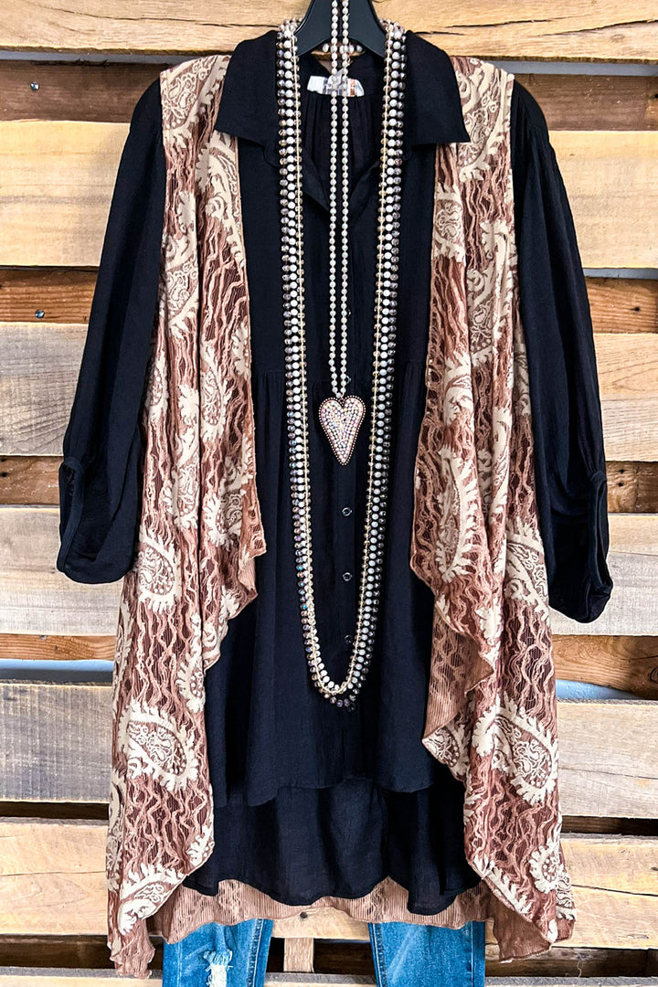 Paisley Cascade Vest - Mocha