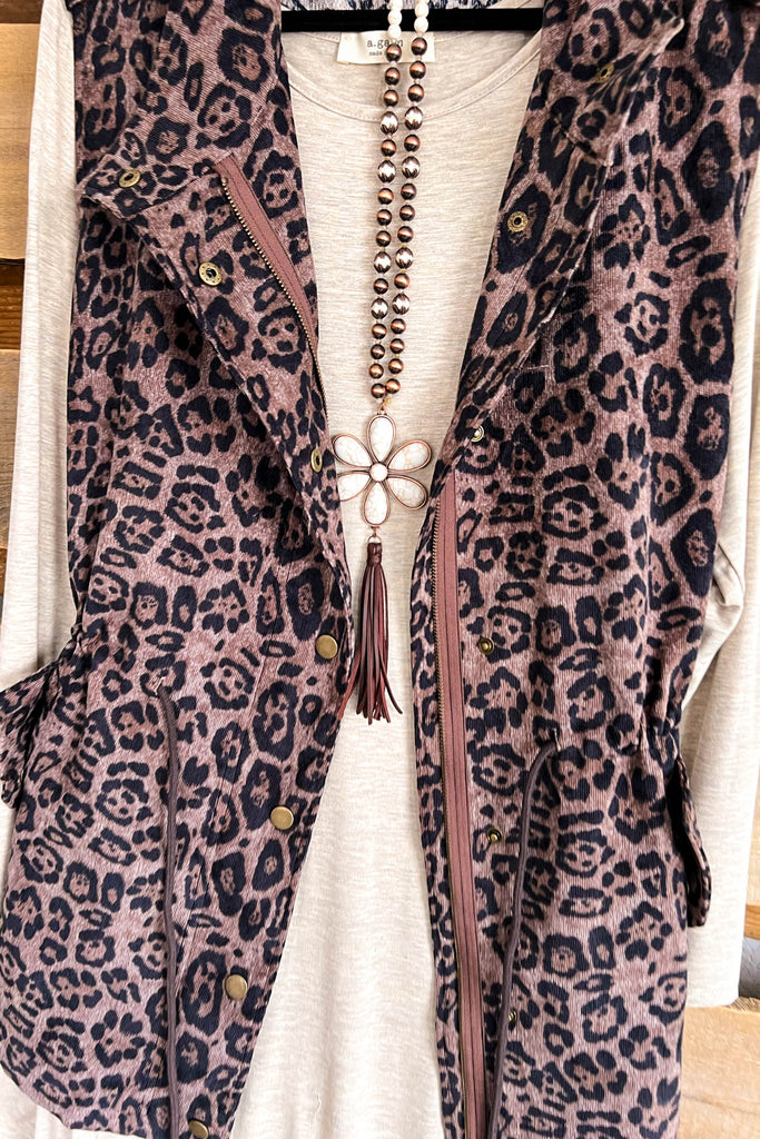 Harmonized With Joy Leopard Vest - Grey/Brown