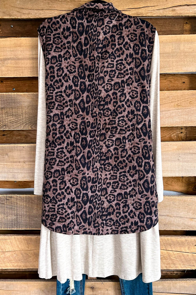 Harmonized With Joy Leopard Vest - Grey/Brown