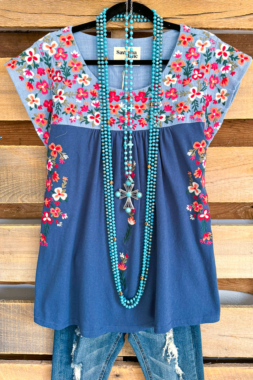 AHB EXCLUSIVE: Taking Hearts Top - Denim
