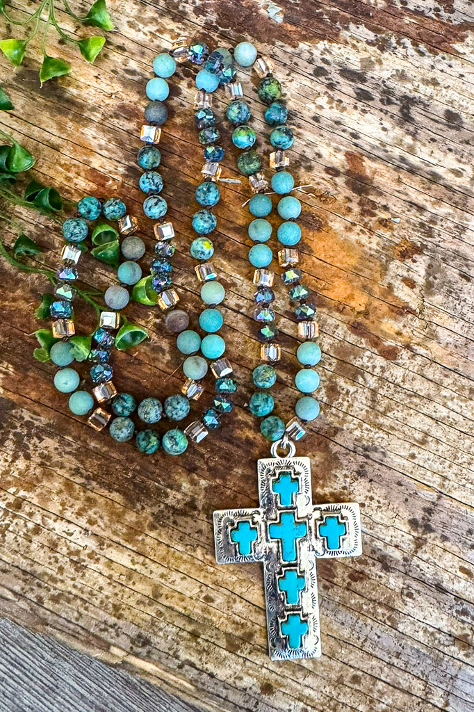 Sweet Aspirations Cross Necklace - Green