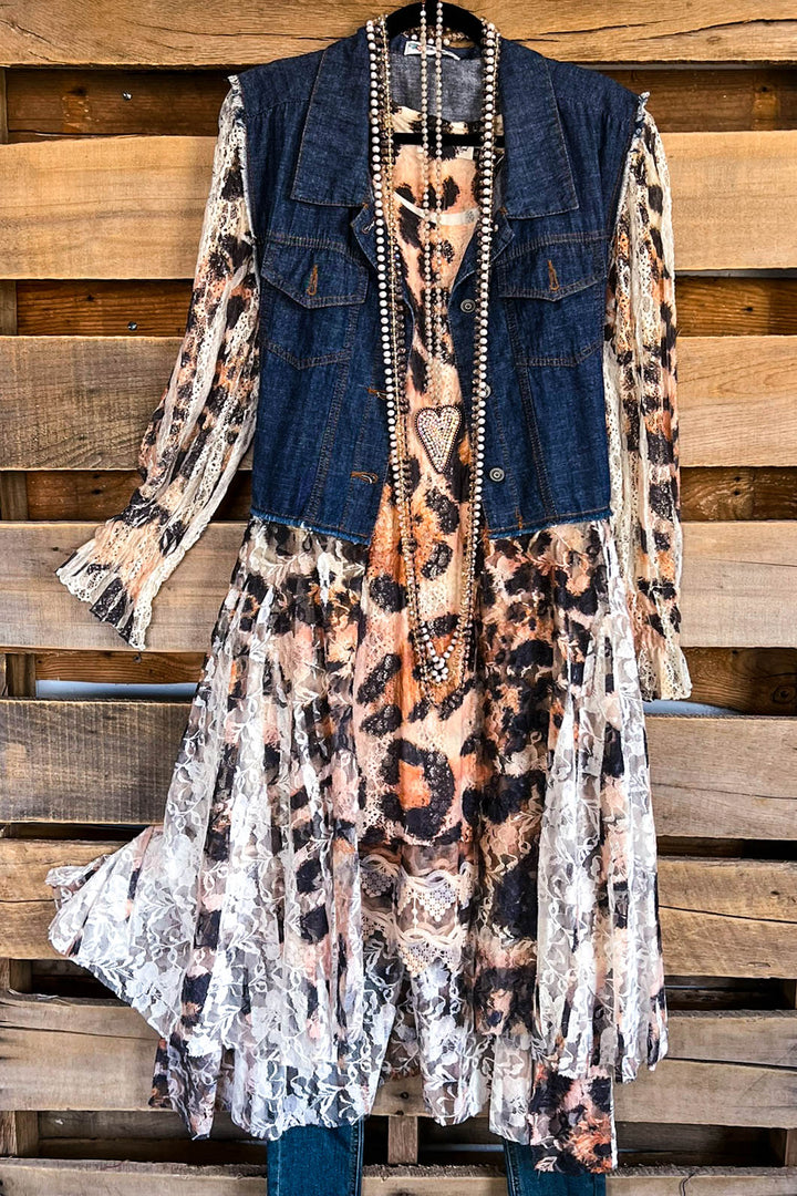 AHB EXCLUSIVE: All The While Oversized Vest - Denim/Leopard - 100% COTTON