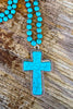 Tiger Skin Turquoise Cross Necklace - Turquoise