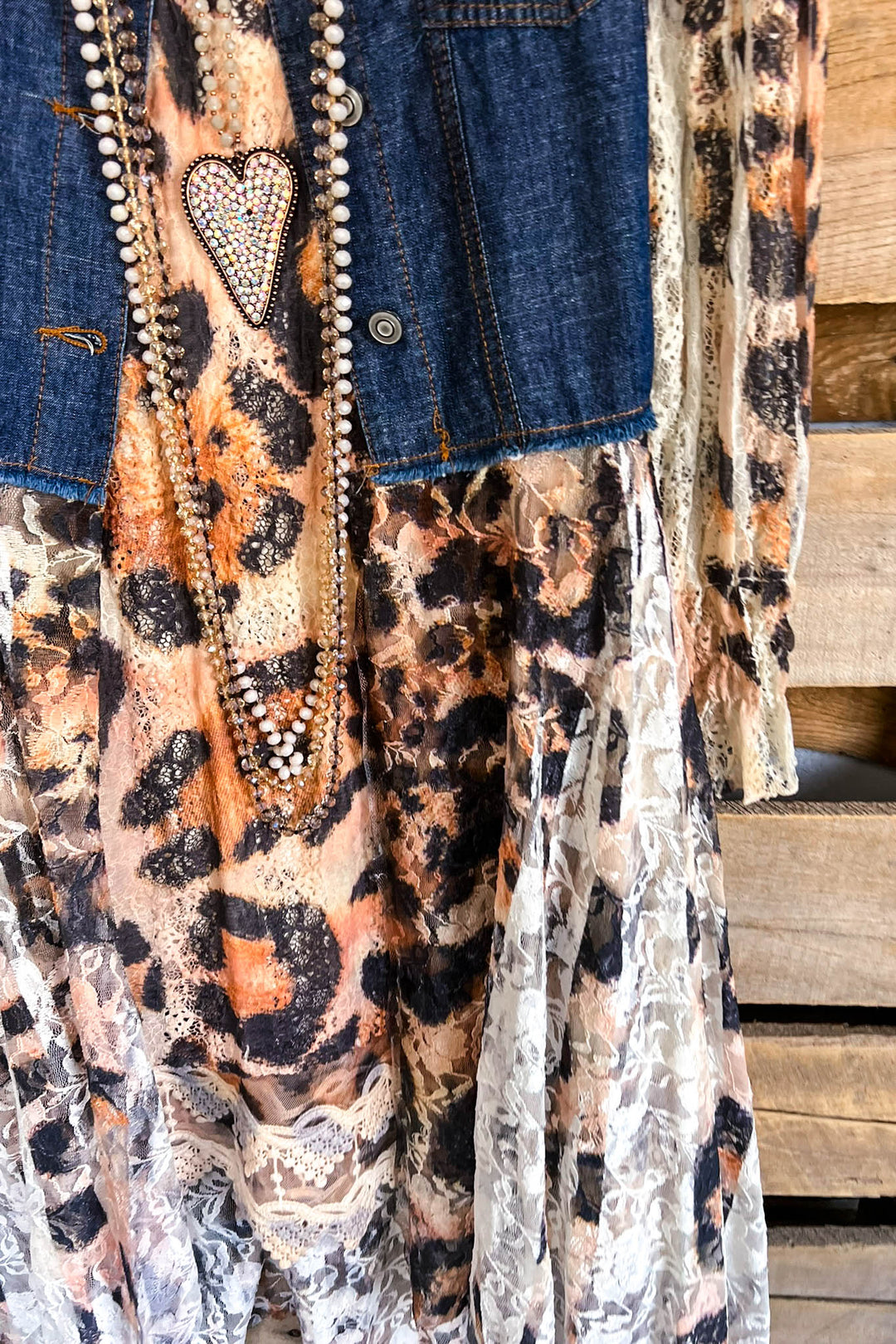 AHB EXCLUSIVE: All The While Oversized Vest - Denim/Leopard - 100% COTTON