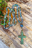 Crystal Clear Cross Necklace - Blue