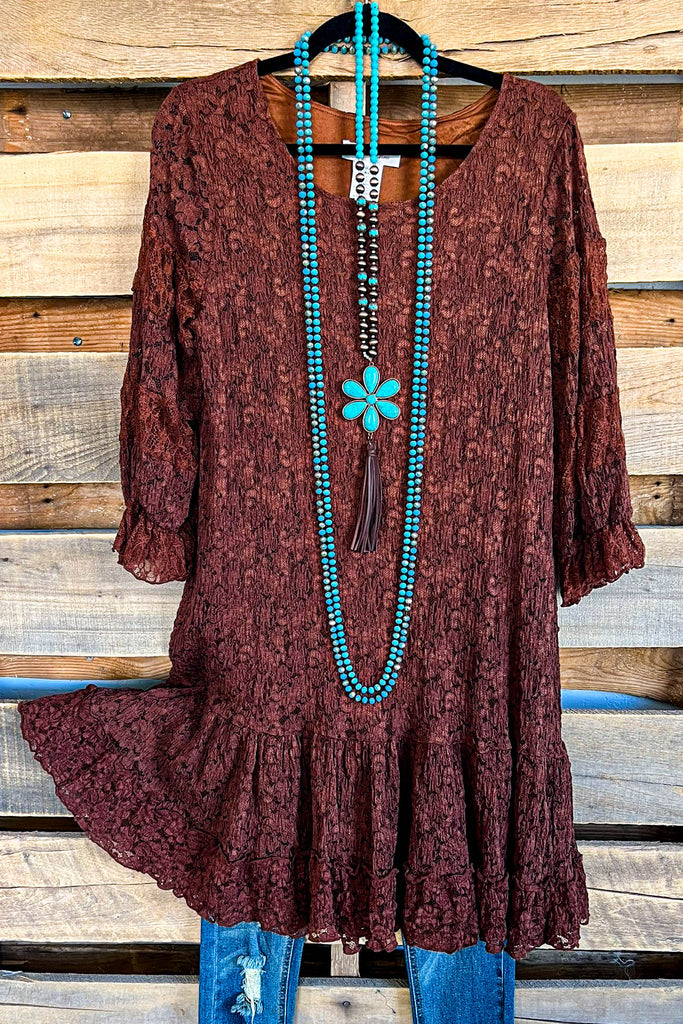 Swept Off My Feet Dress - Brown