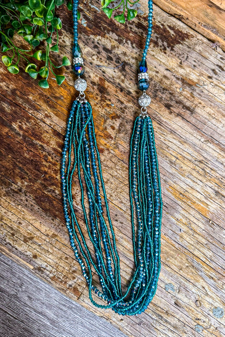 Crystal Chandelier Necklace - Turquoise
