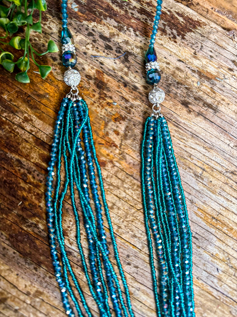 Crystal Chandelier Necklace - Turquoise