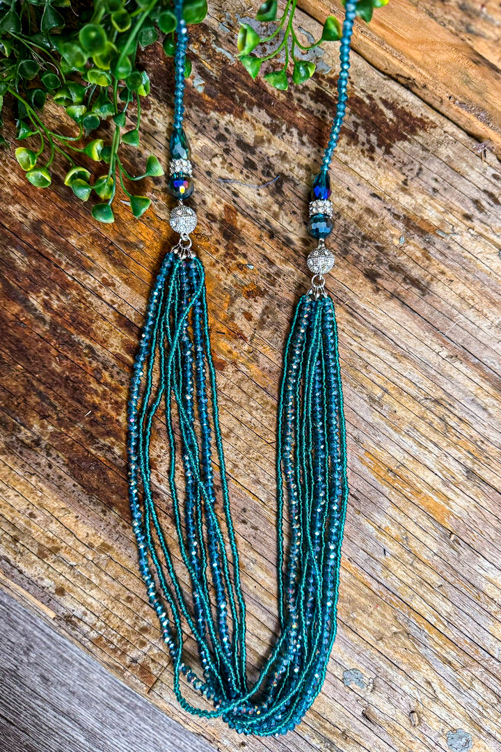Crystal Chandelier Necklace - Turquoise