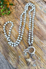 Reaching For The Stars Pearl Charm Necklace - White - Double Knot Long Necklace