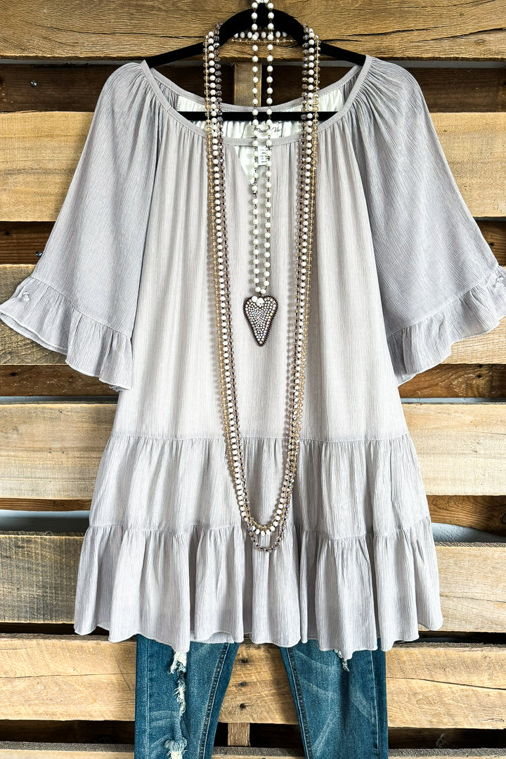 Rare Beauty Tunic - Light Grey .