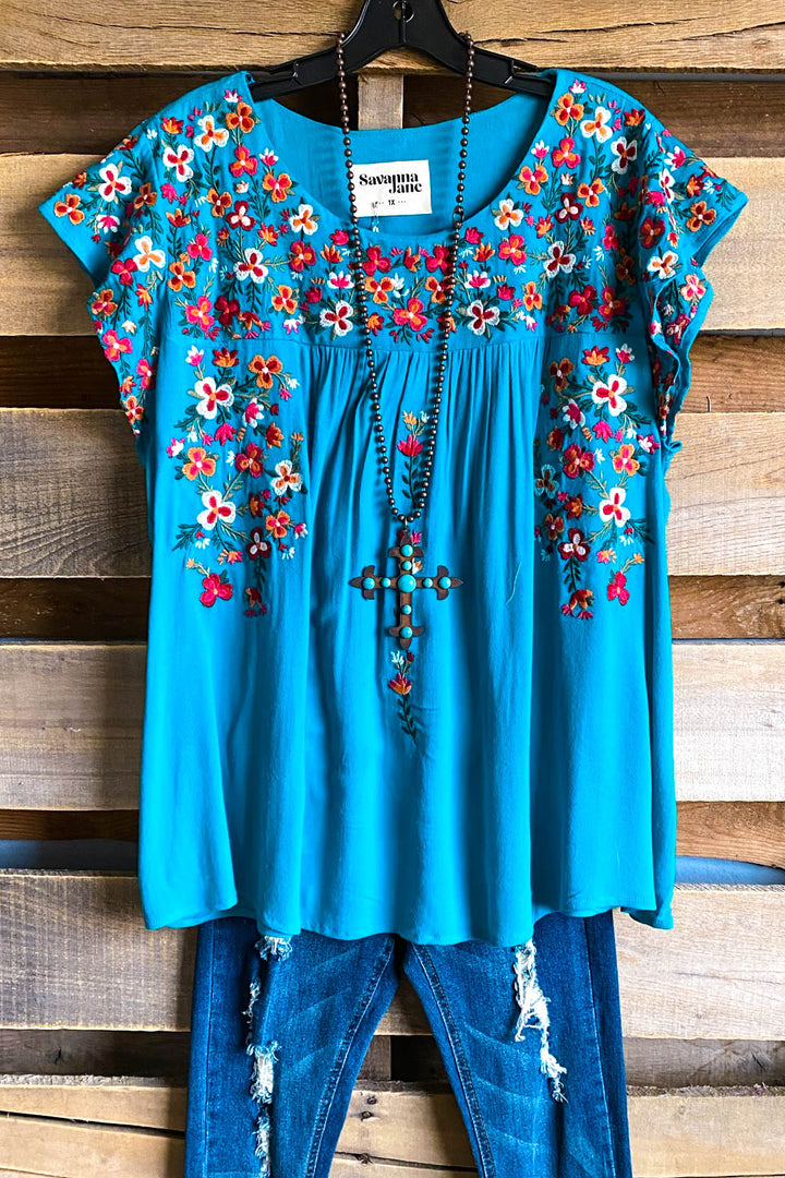 AHB EXCLUSIVE: Taking Hearts Top - Teal - SALE